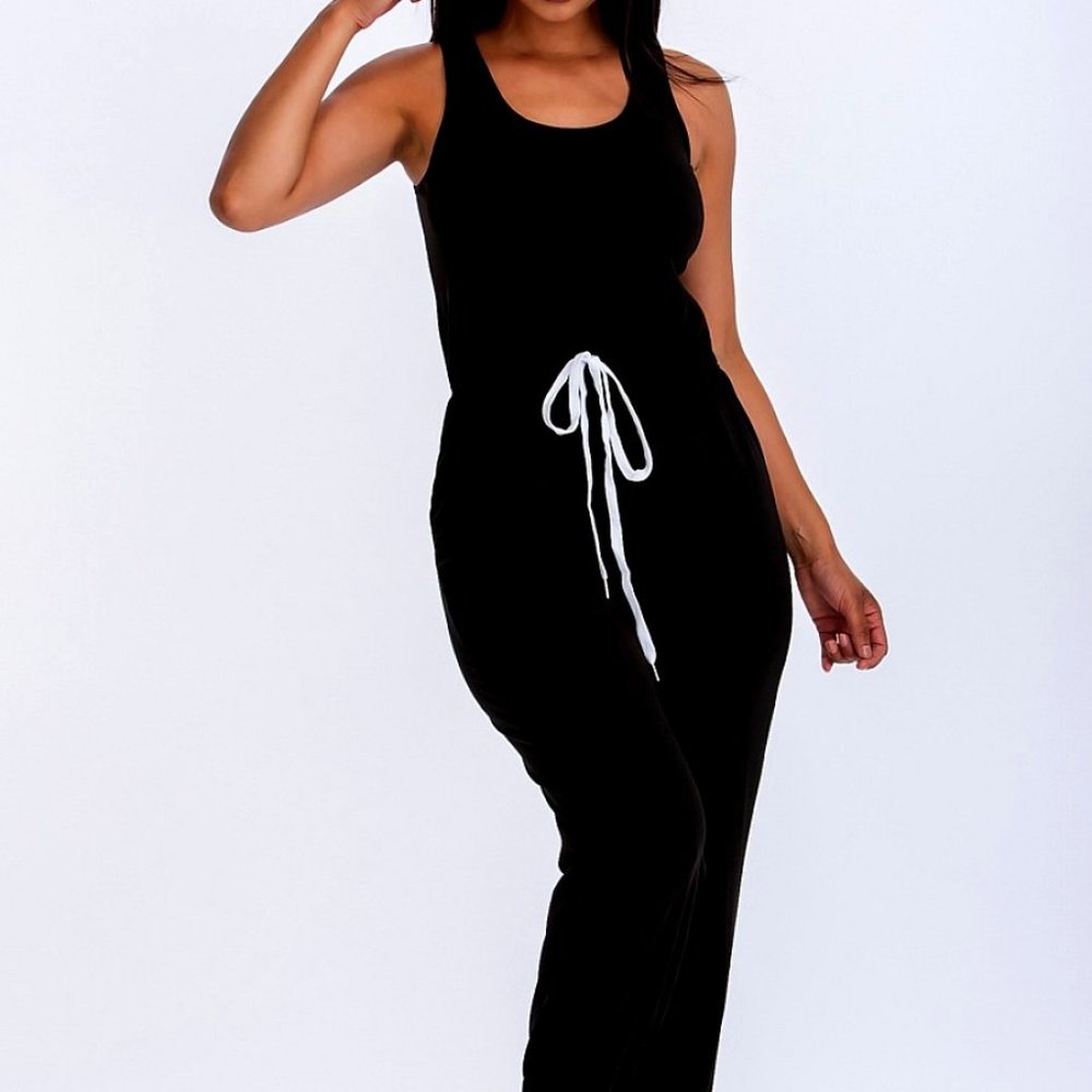 Elasticized waist jogger jumpsuit